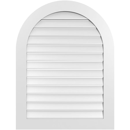 Ekena Millwork Round Top Surface Mount PVC Gable Vent: Functional, w/ 3-1/2"W x 1"P Standard Frame, 32"W x 42"H GVPRT32X4201SF